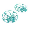 Estampes pendentif filigrane Champ de Fleurs 30mm métal couleur Bleu Canard
