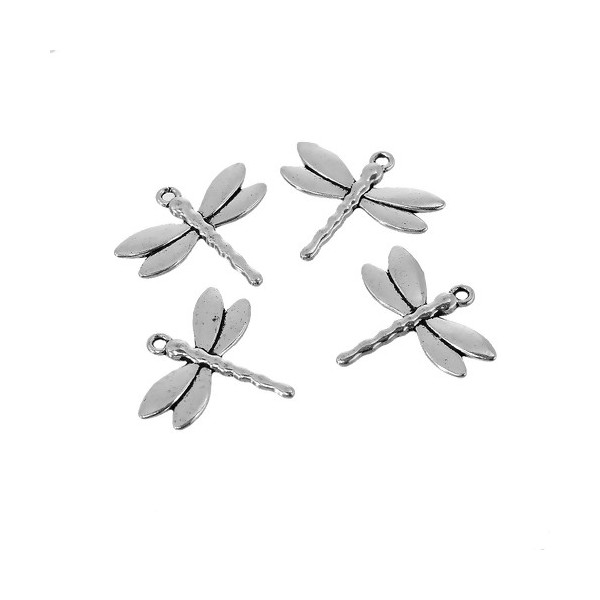 Breloques Pendentifs Libellule Métal Argent Antique