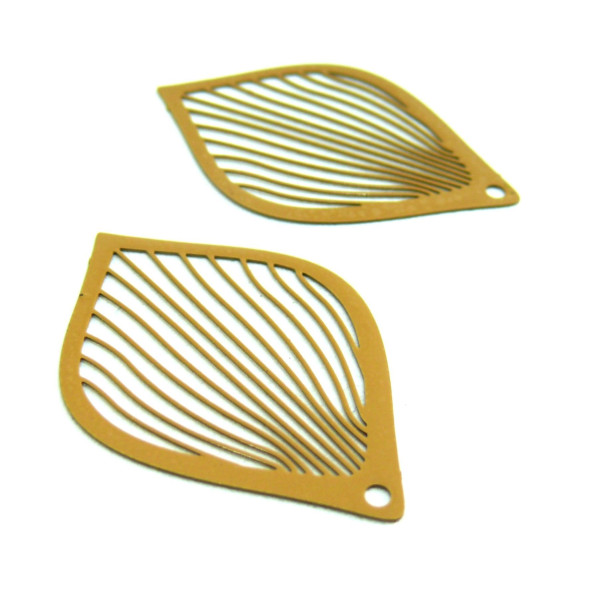 Estampes pendentif filigrane  Goutte Eventail 28 par 38mm métal couleur Marron Camel