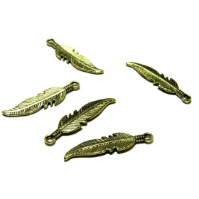 Pendentifs Plumes 27mm – Métal Couleur Bronze