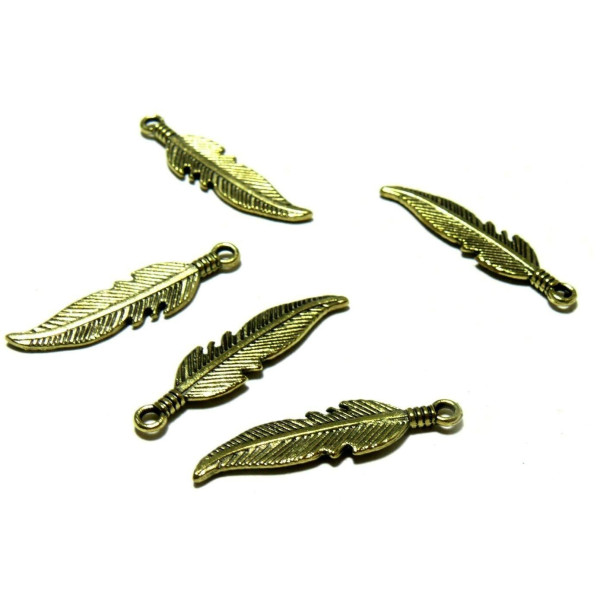 Pendentifs Plumes 27mm – Métal Couleur Bronze