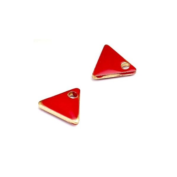 sequins médaillons émaillés Triangle petit modèle biface Rouge 5mm base doré