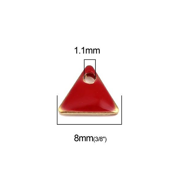 PS110238257 PAX 5 sequins médaillons émaillés Triangle petit modèle biface Rouge 5mm