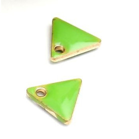 sequins médaillons émaillés Triangle petit modèle biface Vert Clair 5mm Base doré