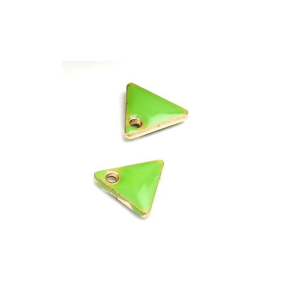 sequins médaillons émaillés Triangle petit modèle biface Vert Clair 5mm Base doré