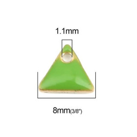 PS110238252 PAX 5 sequins médaillons émaillés Triangle petit modèle biface Vert Clair 5mm Base doré