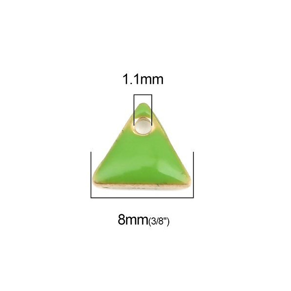 PS110238252 PAX 5 sequins médaillons émaillés Triangle petit modèle biface Vert Clair 5mm Base doré