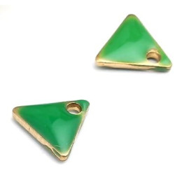 sequins médaillons émaillés Triangle petit modèle biface Vert  5mm Base doré