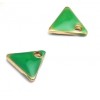 sequins médaillons émaillés Triangle petit modèle biface Vert  5mm Base doré