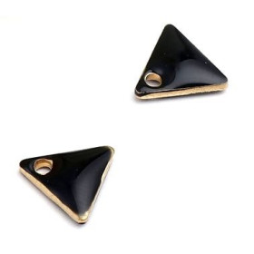 sequins médaillons émaillés Triangle petit modèle biface Noir 5mm Base dor