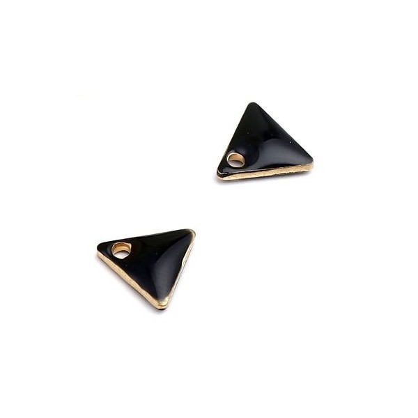 sequins médaillons émaillés Triangle petit modèle biface Noir 5mm Base dor