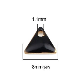 PS110238261 PAX 5 sequins médaillons émaillés Triangle petit modèle biface Noir 5mm Base doré