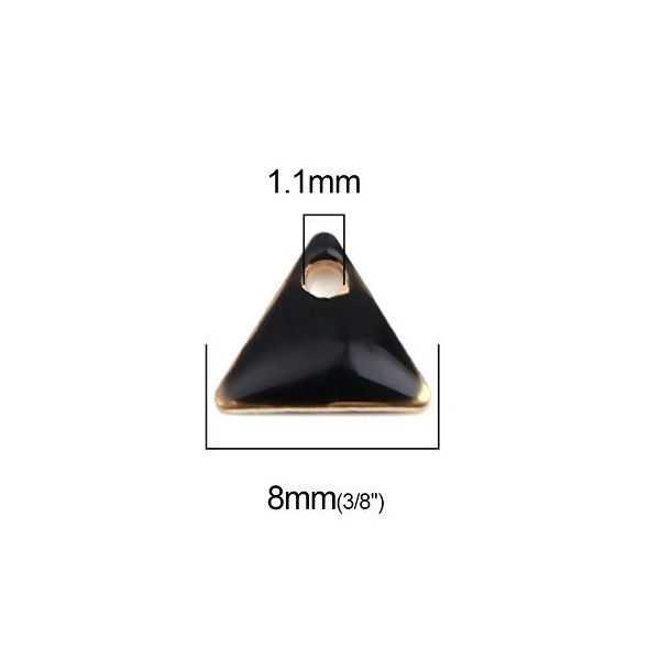 PS110238261 PAX 5 sequins médaillons émaillés Triangle petit modèle biface Noir 5mm Base doré