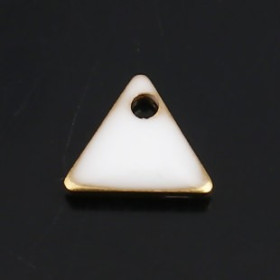 sequins médaillons émaillés Triangle petit modèle biface Blanc 5mm Base doré