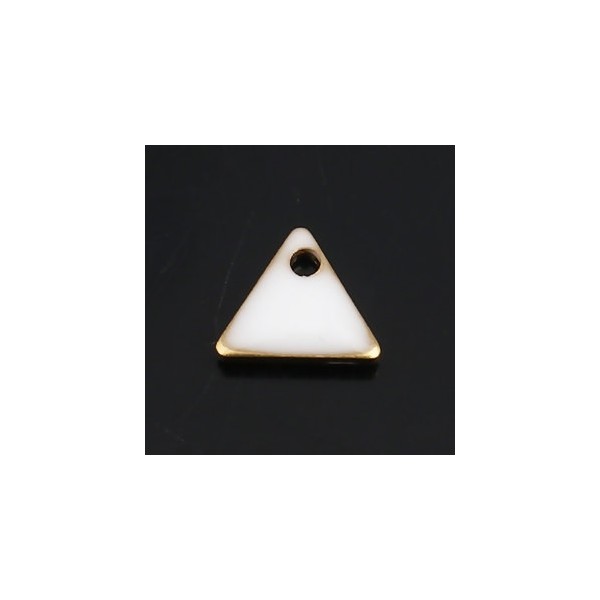 sequins médaillons émaillés Triangle petit modèle biface Blanc 5mm Base doré