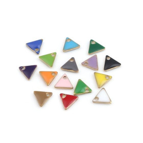 PS110238259 PAX 5 sequins médaillons émaillés Triangle petit modèle biface Blanc 5mm Base doré