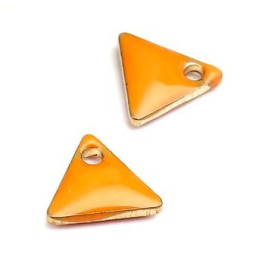 sequins médaillons émaillés Triangle petit modèle biface Orange 5mm Base doré