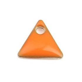 PS110238256 PAX 5 sequins médaillons émaillés Triangle petit modèle biface Orange 5mm Base doré