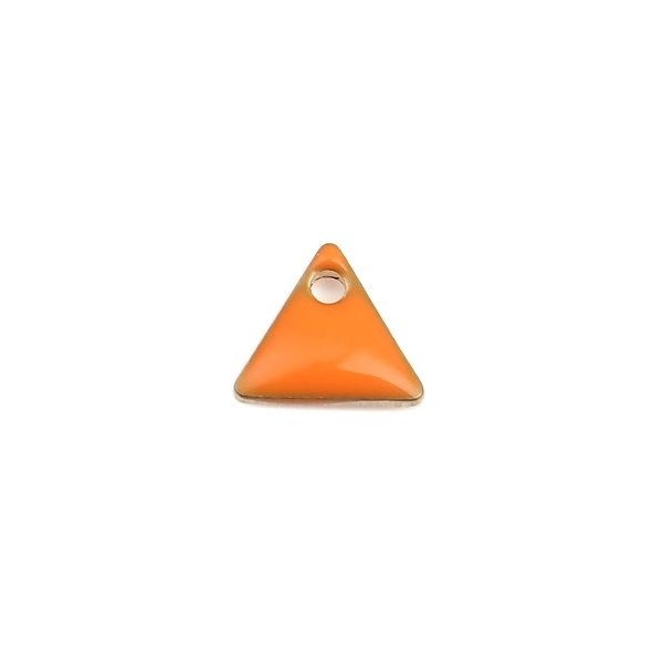PS110238256 PAX 5 sequins médaillons émaillés Triangle petit modèle biface Orange 5mm Base doré