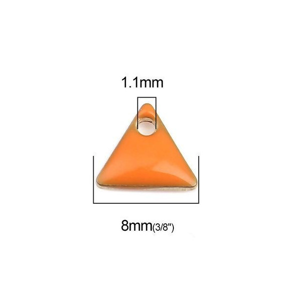 PS110238256 PAX 5 sequins médaillons émaillés Triangle petit modèle biface Orange 5mm Base doré