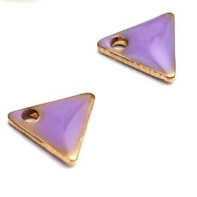sequins médaillons émaillés Triangle petit modèle biface Parme 5mm Base doré