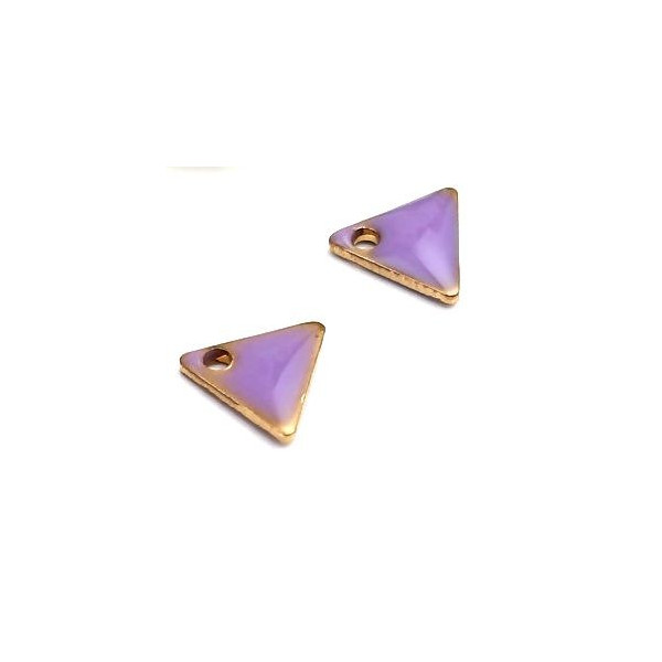 sequins médaillons émaillés Triangle petit modèle biface Parme 5mm Base doré