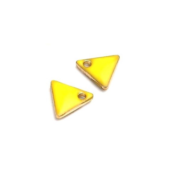 sequins médaillons émaillés Triangle petit modèle biface Jaune 5mm Base doré