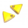 sequins médaillons émaillés Triangle petit modèle biface Jaune 5mm Base doré