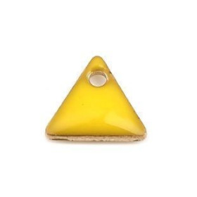 PS110238263 PAX 5 sequins médaillons émaillés Triangle petit modèle biface Jaune 5mm Base doré