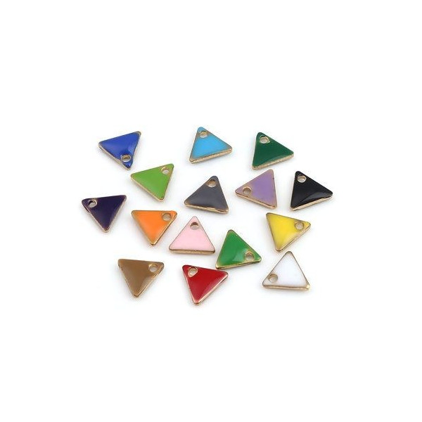 PS110238263 PAX 5 sequins médaillons émaillés Triangle petit modèle biface Jaune 5mm Base doré