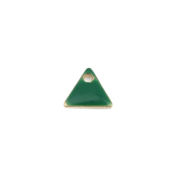 sequins médaillons émaillés Triangle petit modèle biface Vert Foncé 5mm Base doré