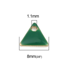 PS110238264 PAX 5 sequins médaillons émaillés Triangle petit modèle biface Vert Foncé 5mm Base doré