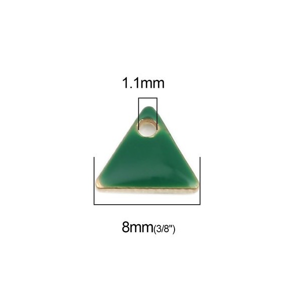 PS110238264 PAX 5 sequins médaillons émaillés Triangle petit modèle biface Vert Foncé 5mm Base doré