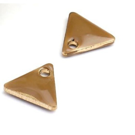 sequins médaillons émaillés Triangle petit modèle biface Beige 5mm Base doré