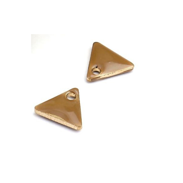sequins médaillons émaillés Triangle petit modèle biface Beige 5mm Base doré