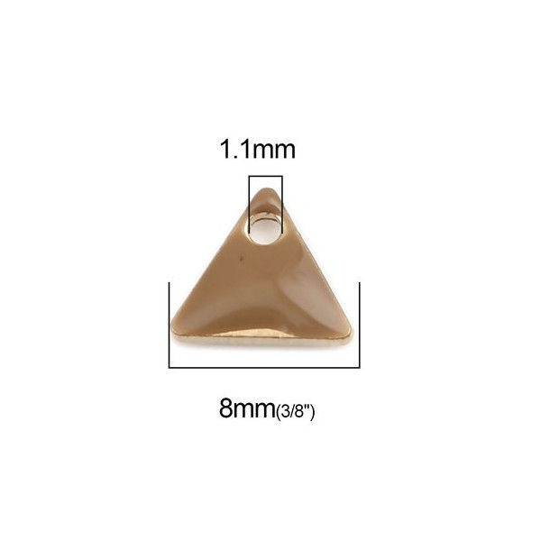 PS110238258 PAX 5 sequins médaillons émaillés Triangle petit modèle biface Beige 5mm Base doré