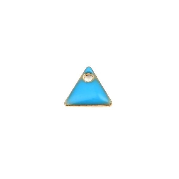 sequins médaillons émaillés Triangle petit modèle biface Bleu Turquoise 5mm Base doré