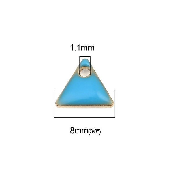 PS110238265 PAX 5 sequins médaillons émaillés Triangle petit modèle biface Bleu Turquoise 5mm Base doré