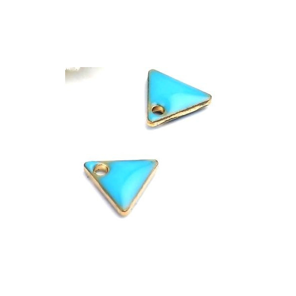 PS110238265 PAX 5 sequins médaillons émaillés Triangle petit modèle biface Bleu Turquoise 5mm Base doré