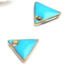 PS110238265 PAX 5 sequins médaillons émaillés Triangle petit modèle biface Bleu Turquoise 5mm Base doré