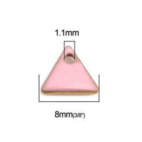 PS110238254 PAX 5 sequins médaillons émaillés Triangle petit modèle biface Bleu Rose Pale 5mm Base doré
