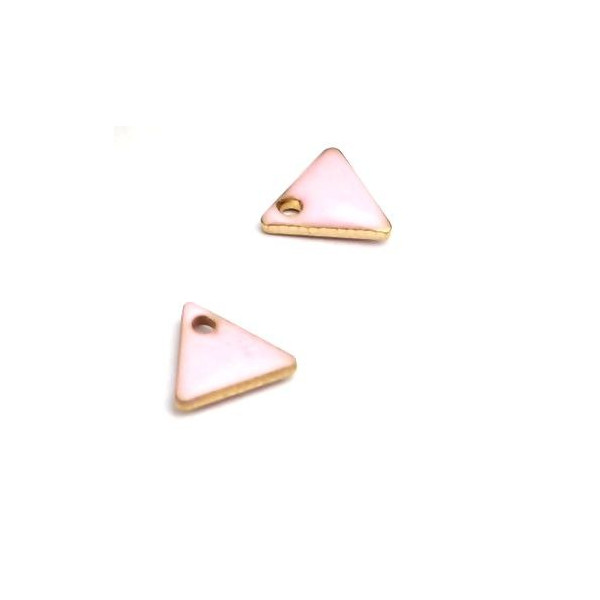 PS110238254 PAX 5 sequins médaillons émaillés Triangle petit modèle biface Bleu Rose Pale 5mm Base doré