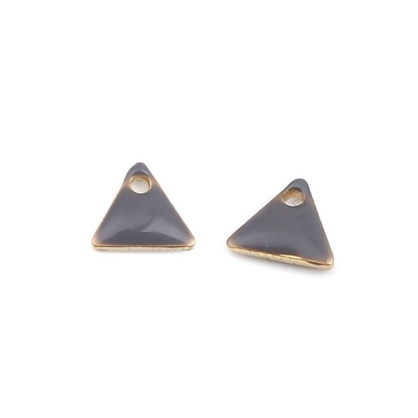 sequins médaillons émaillés Triangle petit modèle biface Gris 5mm Base doré