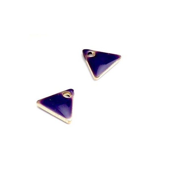 sequins médaillons émaillés Triangle petit modèle biface Violet Foncé 5mm Base doré
