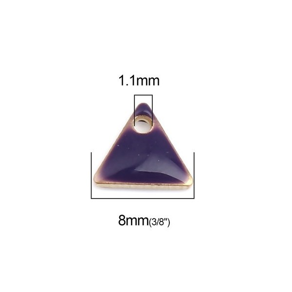 PS110238255 PAX 5 sequins médaillons émaillés Triangle petit modèle biface Violet Foncé 5mm Base doré