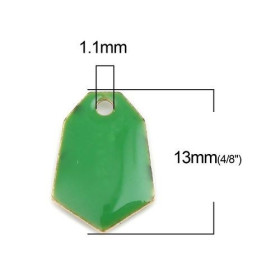 PS110238243 PAX 5 sequins médaillons émaillés Polygone biface Vert Base doré