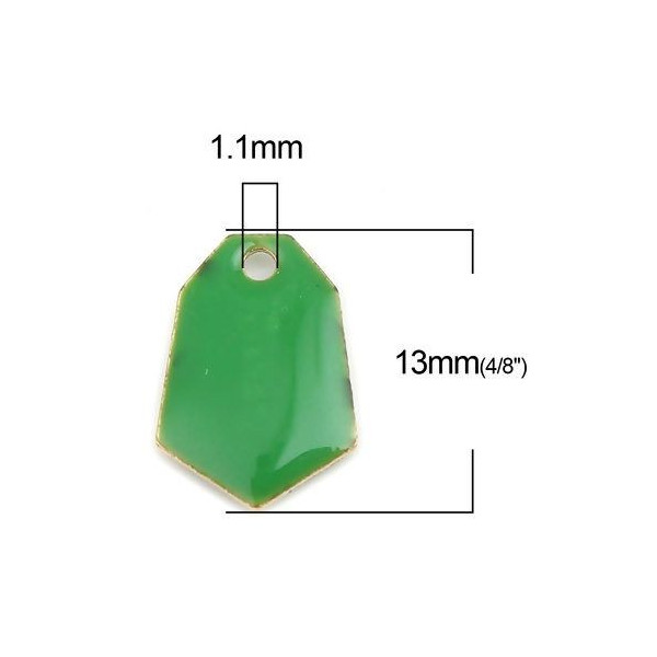 PS110238243 PAX 5 sequins médaillons émaillés Polygone biface Vert Base doré