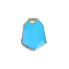 PS110238239 PAX 5 sequins médaillons émaillés Polygone biface Bleu Turquoise Base doré