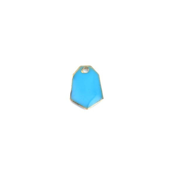 PS110238239 PAX 5 sequins médaillons émaillés Polygone biface Bleu Turquoise Base doré