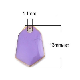 PS110238246 PAX 5 sequins médaillons émaillés Polygone biface Parme Base doré